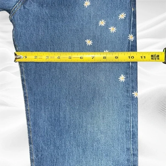 Re/done Levis Women's 501 Straight Jeans in Indigo Daisy medium Blue Denim sz 24 - Picture 8 of 11